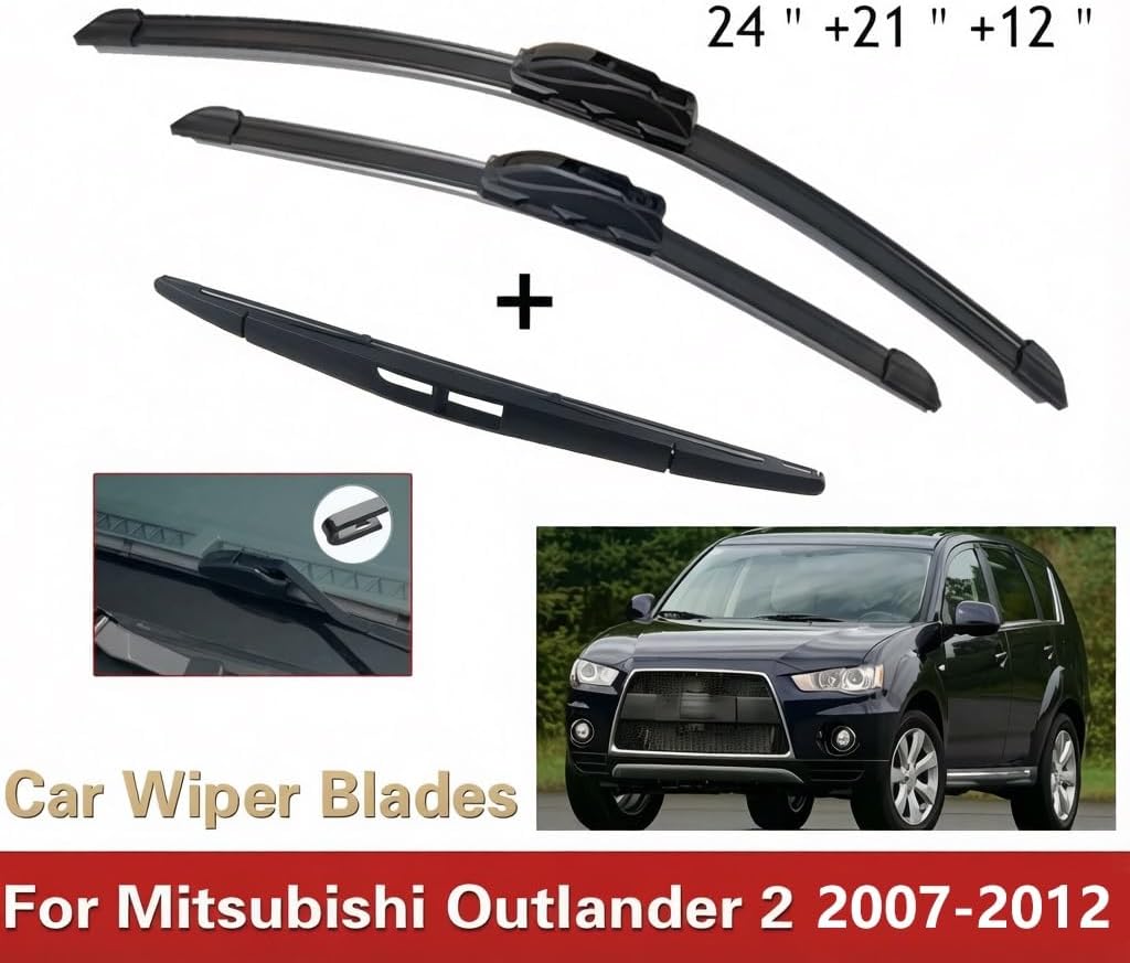 Car Wiper Wiper Blades For Mitsubishi Outlander 2 2007-2012 24 21 12 Car window wiper Windshield visibility