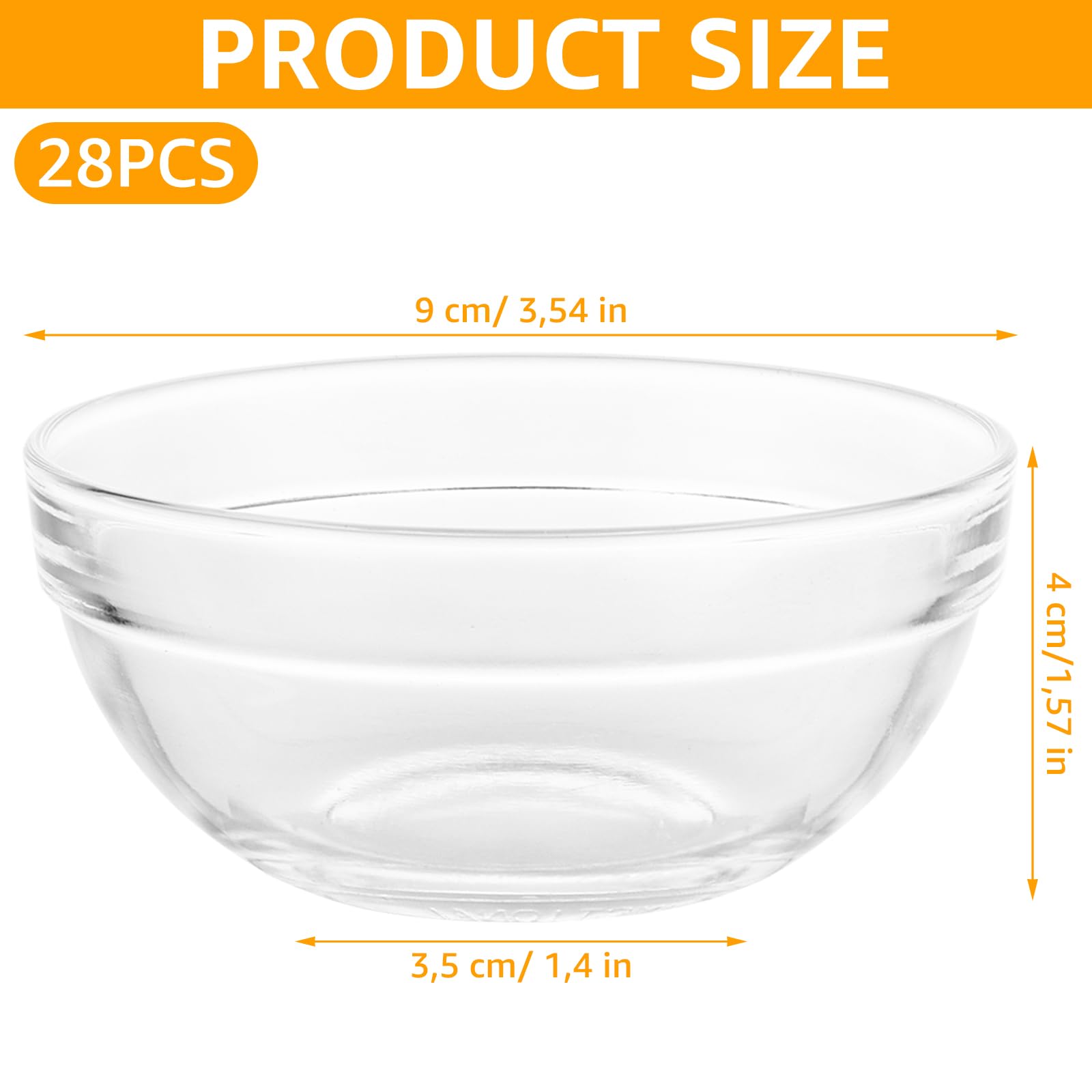 YAYODS 28 ciotole in vetro Ø 9 cm – Ciotole da dessert in vetro da 125 ml – Ciotola in vetro – Ciotole in vetro – Ciotola per insalata – Ciotole per snack, insalata, frutta