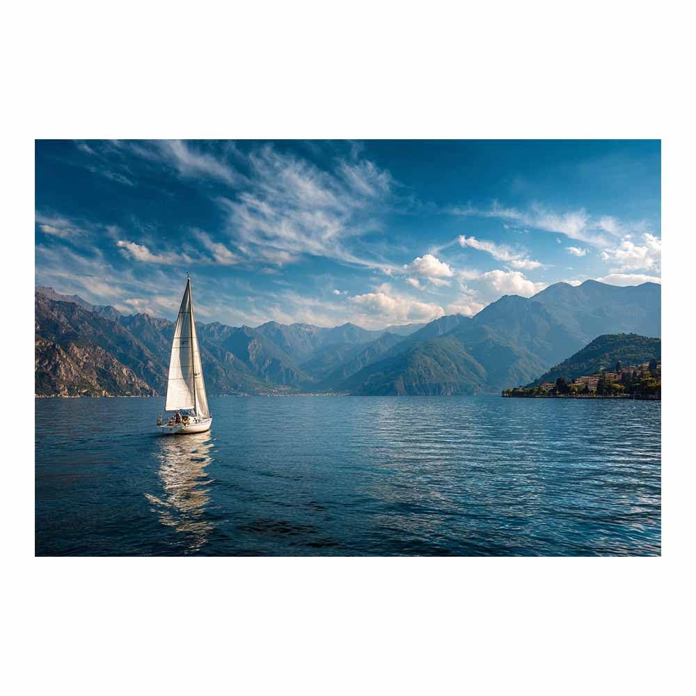 HUYEEI Landscape Wall Art SailBoats on the lake Modern Canvas Print On Artwork, Suitable for living room, bedroom, for Kids Room Decoretc.(blue)-70x100cm Unframed