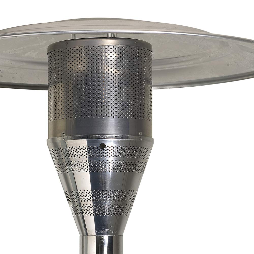 FAVEX - Parasol Chauffant gaz - Commercial INOX - Extérieur - Prêt à l'emploi livré avec Tuyau et détendeur - 4 à 15 KW - 20m² - 88 x 88 x 230 cm