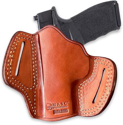 Miniatura 4 de Premium The Ultimate - Funda de piel para panqueques OWB, parte superior abierta, se adapta a Springfieldd Hellcat Pro Compact de 0.354 in 3.7