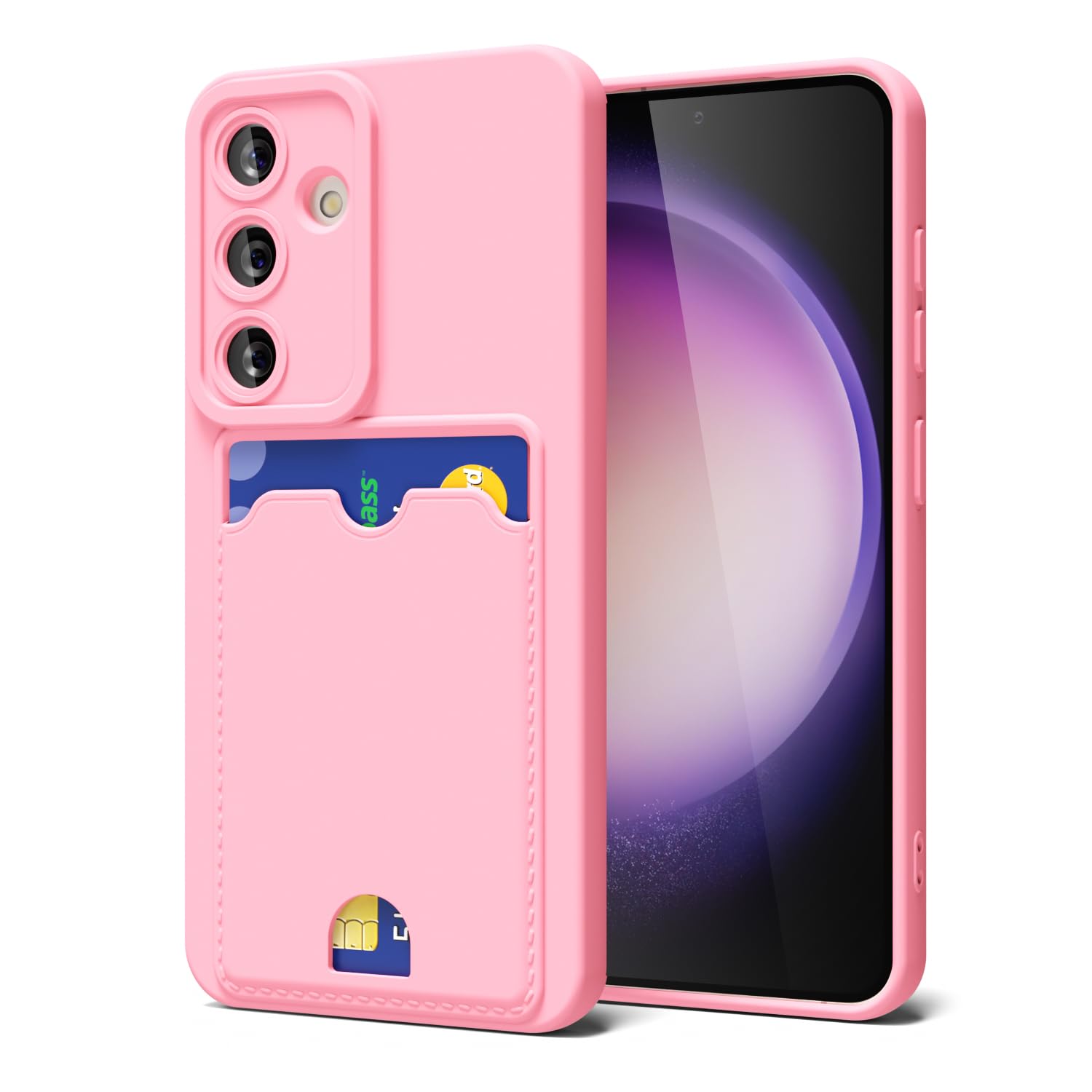 oakxco for Samsung Galaxy S23 Case with Card Holder, Cute Silicone Wallet Phone Case with Credit Card Slot, Soft Rubber Thin Slim Purse for Women Men