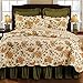 C&F Home Agnes Full/Queen Cotton Quilt Floral Botanical Jacobean Machine Washable Reversible Bedspread Coverlet Full/Queen Cream
