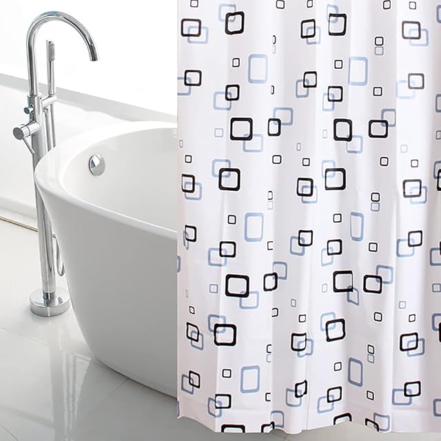 KONAMO Extra Long Shower Curtains 220cm/240cm Drop for Bathroom - Mould Proof Resistant White Shower Curtains with Grids, Extra Long Waterproof Shower Curtains for Wet Room (180x220 CM)