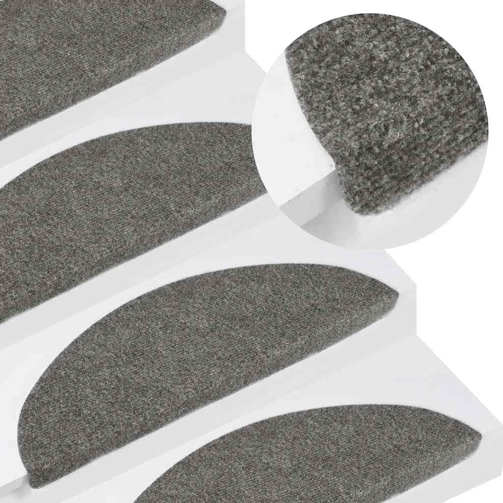 Stufenmatten Selbstklebend 15 Stück 56x17x3 cm Grau Nadelfilz Antirutsch Treppenbelag Modernes Design Geräuschdämpfend Für Wohnung Büro Flur