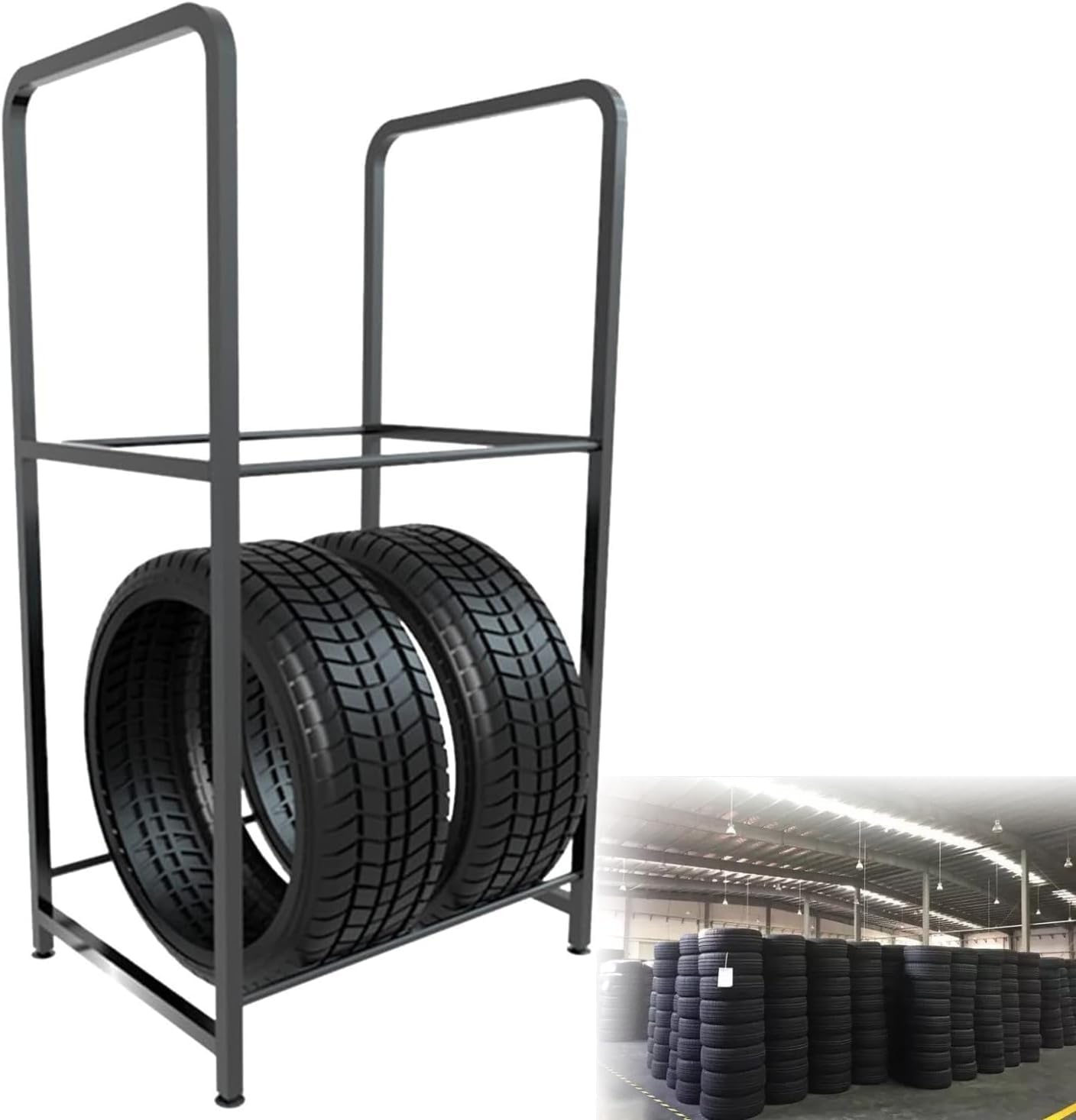 Porta Pneumatici su Ruote per Impieghi Gravosi, Organizer A più Livelli per Un'Esposizione Efficiente di Pneumatici E Cerchi, Soluzione Salvaspazio, Piccolo E Senza Ruote
