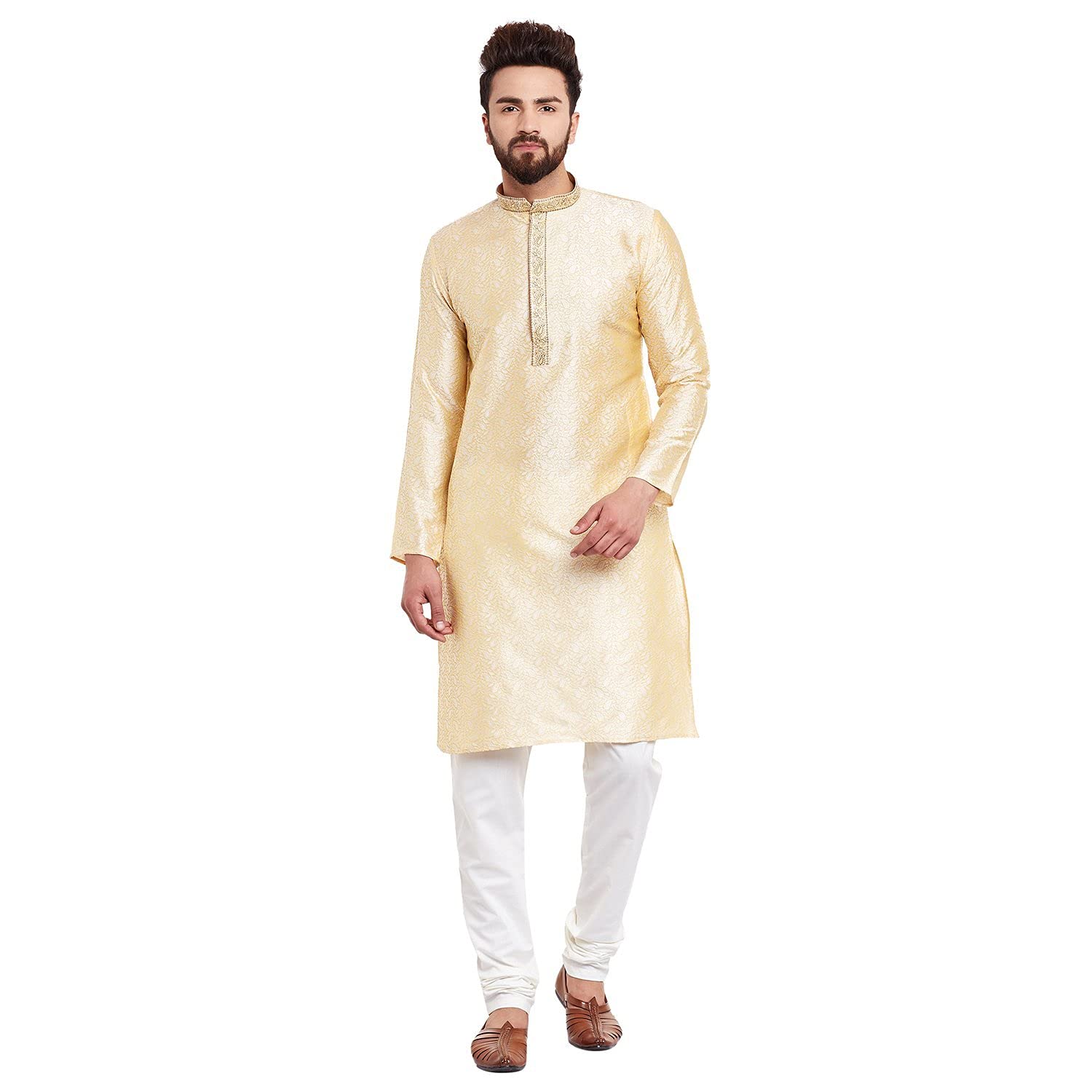 Kurta Churidar de seda jacquard Royal Kurta bordado exclusivo de gala 2