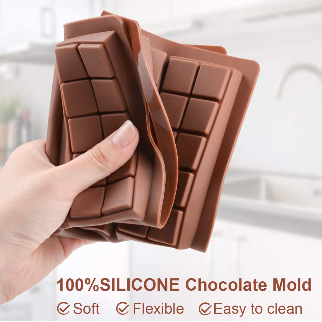 Stampo In Silicone Per Barrette Di Cioccolato Fondente – 2 Pezzi, Colore Marrone, Forma Ciotola 2,5 Cm