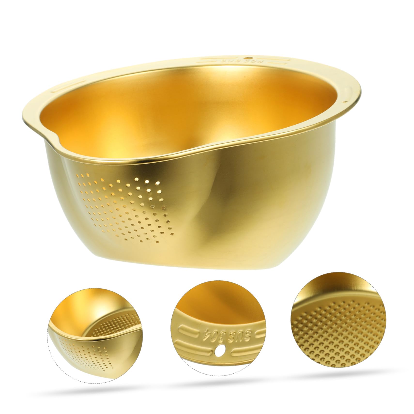 Colino per Lavaggio Riso in Acciaio Inox Oro per Uso Domestico