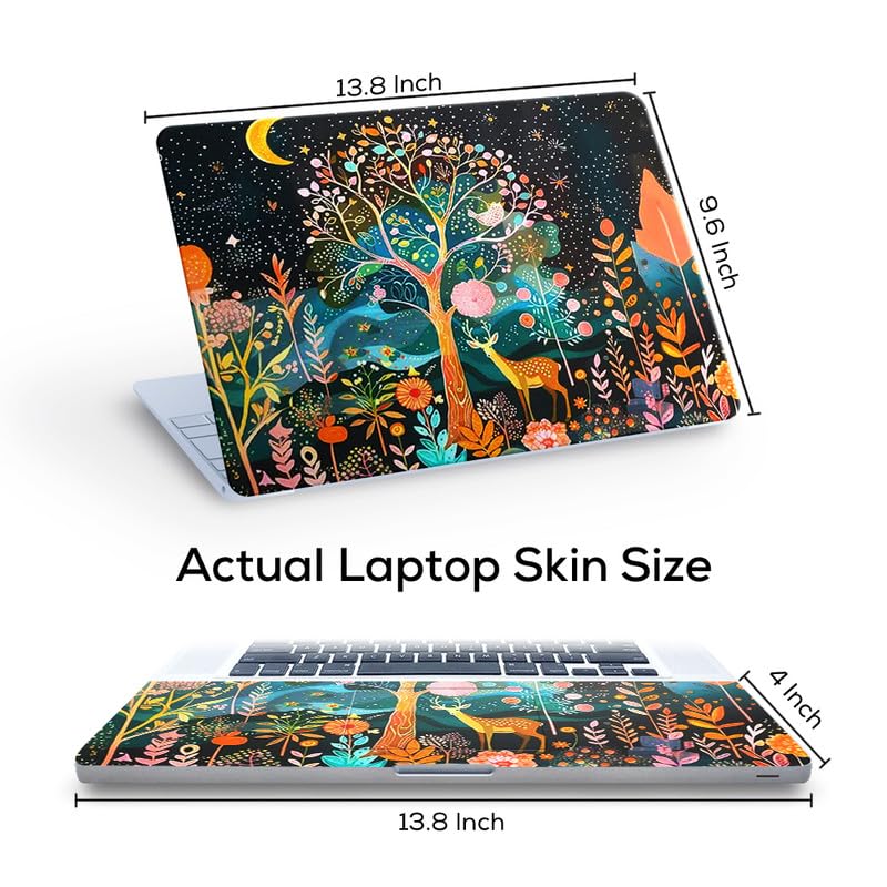 Image of Floral F41 Top+Wrist Pad Vinyl Laptop Skin /Sticker /Cover for 14 Inches Laptops Laminated-Removable-HD Quality Compatible for Hp-Dell-Sony-Lenovo-Asus etc.(13.8x9.6 Inches)