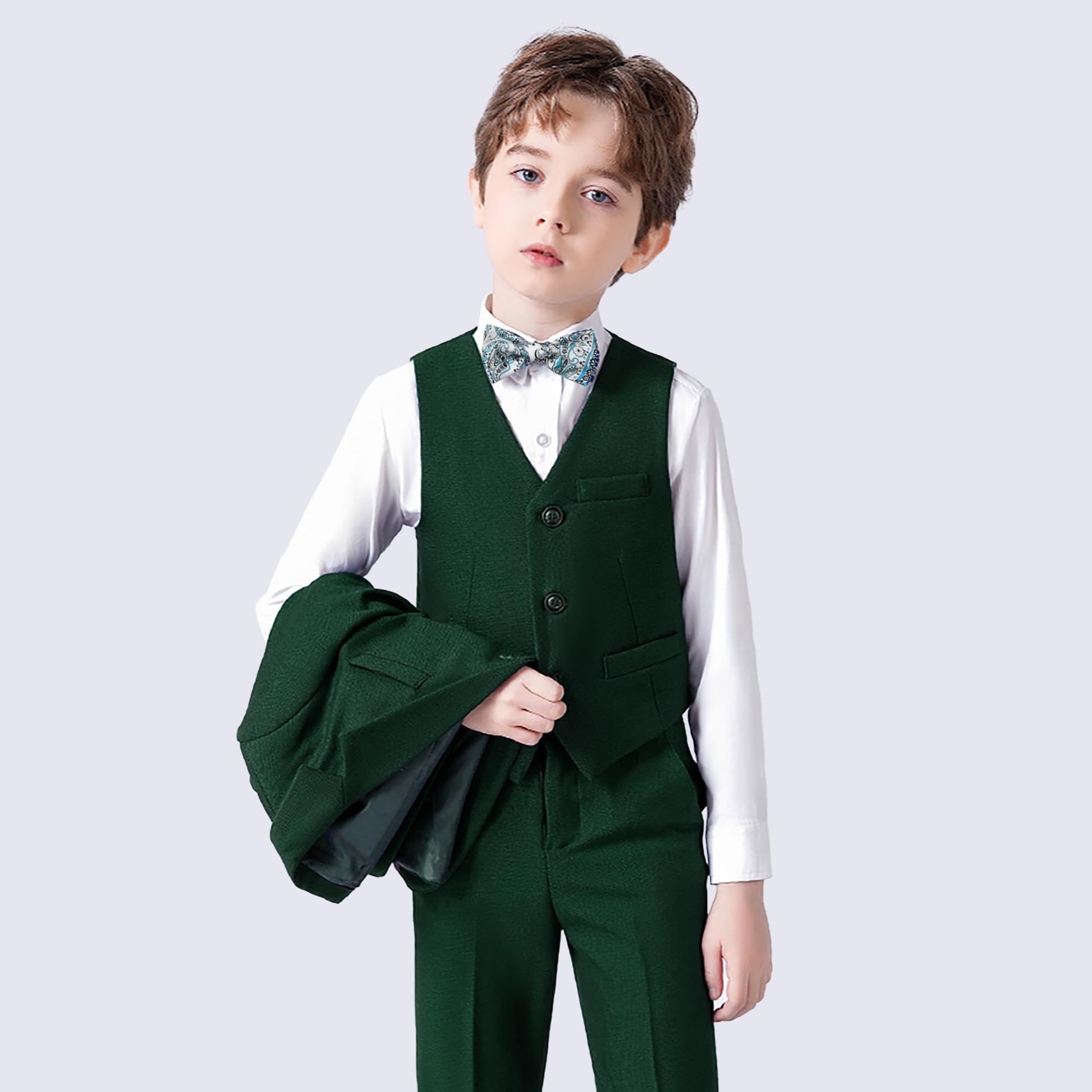 Garçon Costume 5 Pièces Classique Slim Fit Costume de Mariage Ensemble Gentilhomme Tuxedo Veste Pantalon Et Chemise Gilet 6 à 10 Ans