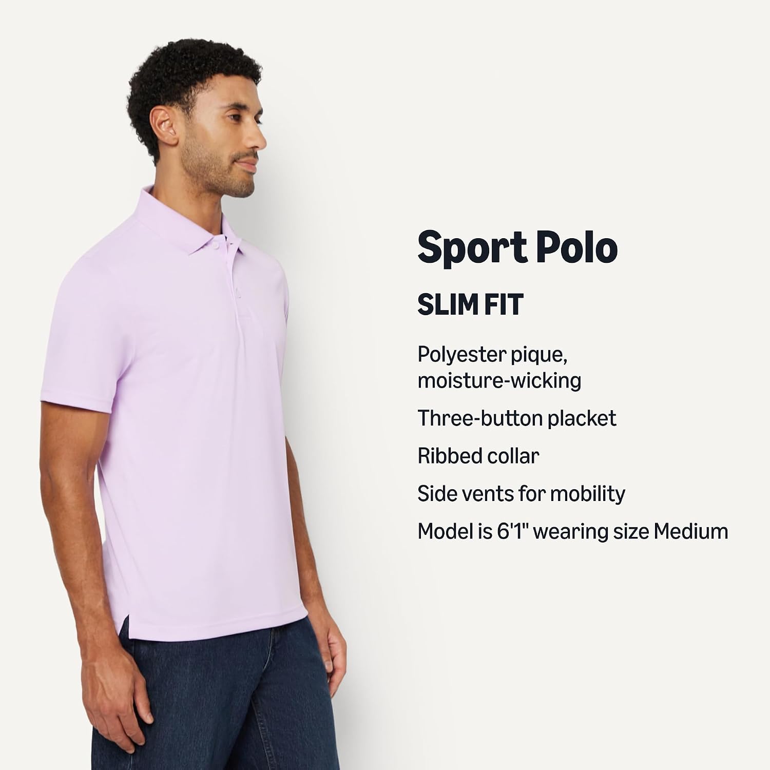 Amazon Essentials Men's Moisture Wicking Golf Polo Shirt, Short Sleeve, Slim-Fit, Quick-Dry