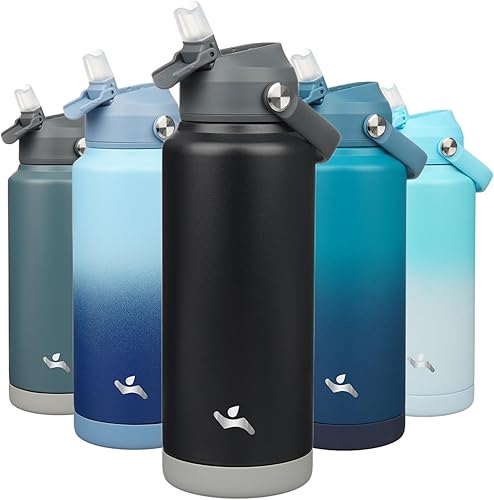 Miniatura 21 de Botella de agua aislada con tapa con pajilla, botella de metal al vacío de acero inoxidable de 12 onzas con mango de silicona, rosa ROSA ROSA,Flor