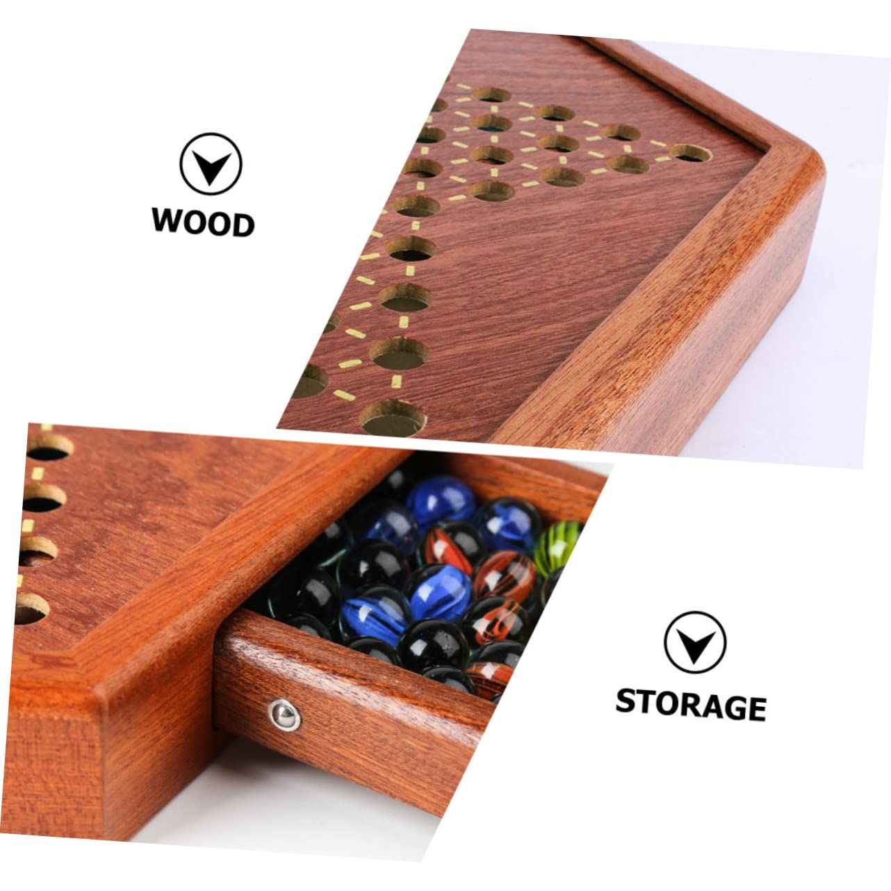 Damas Chinas de Madera Hexagonales con Cajón, 1 Juego Marrón