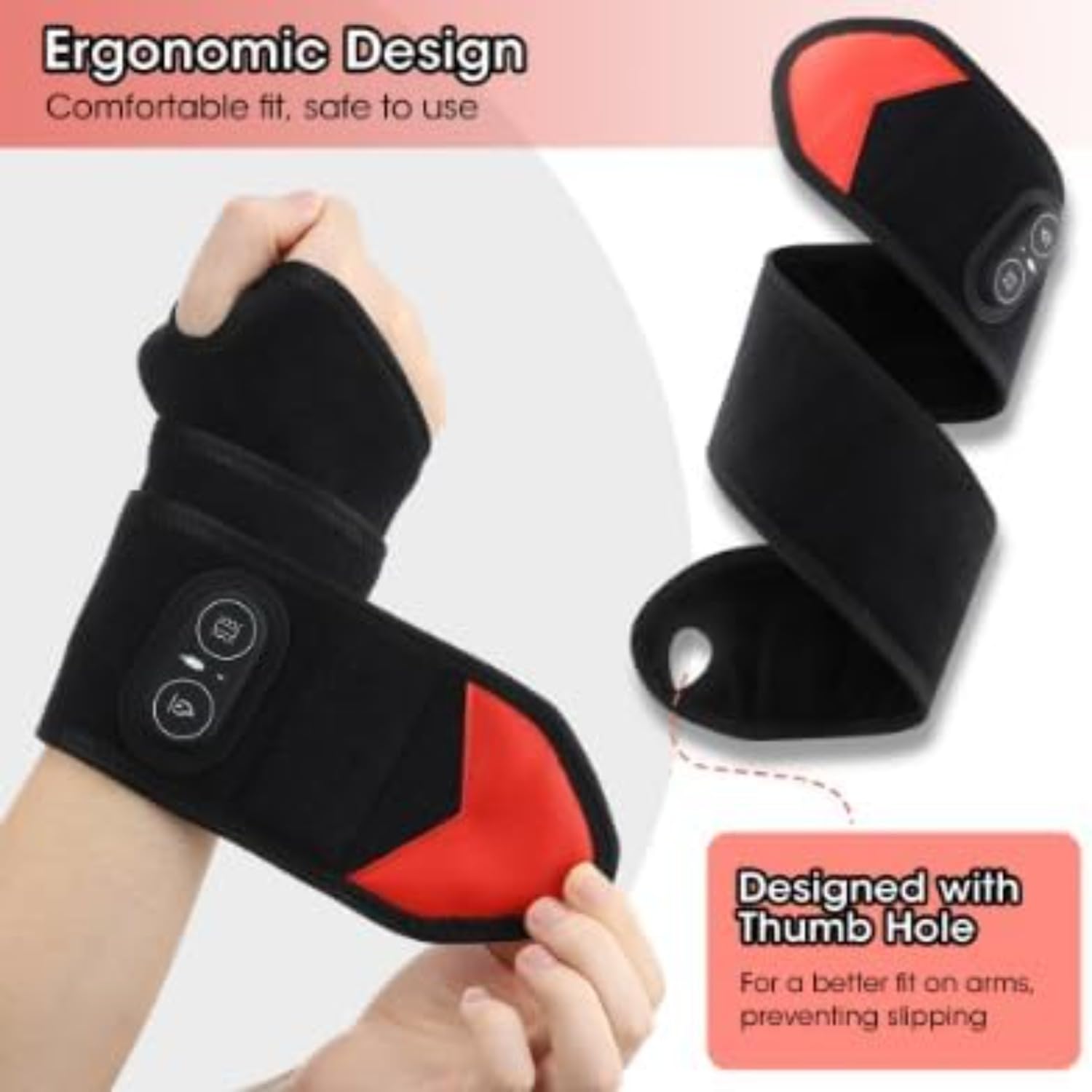 Muñequera térmica recargable para alivio del túnel carpiano y soporte de artritis, masajeador de muñeca con calefacción