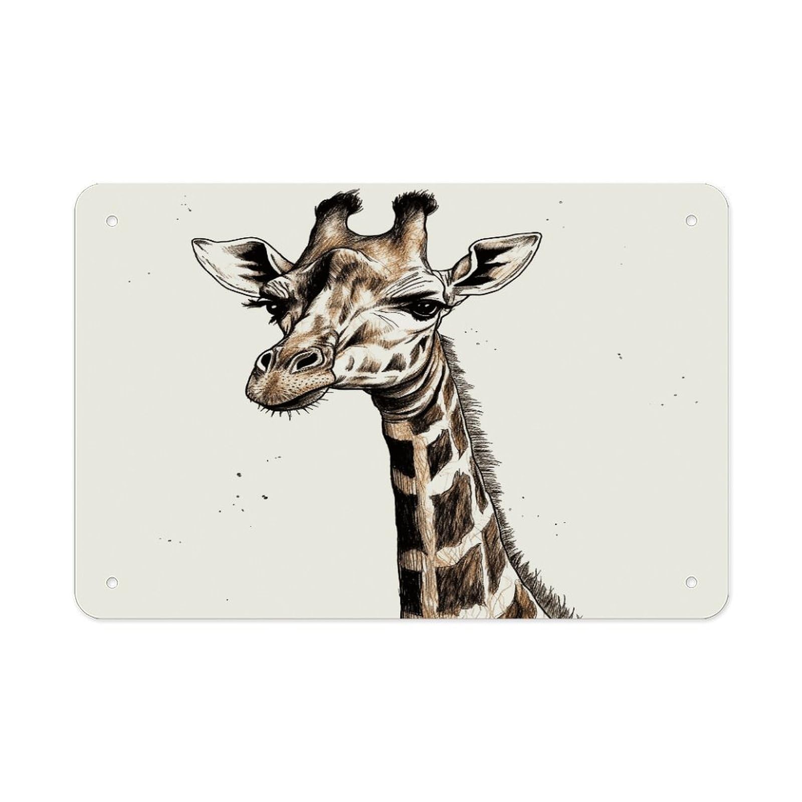 Graphic of Giraffe Tall Neck Metal Signs Wall Art Tin Sign