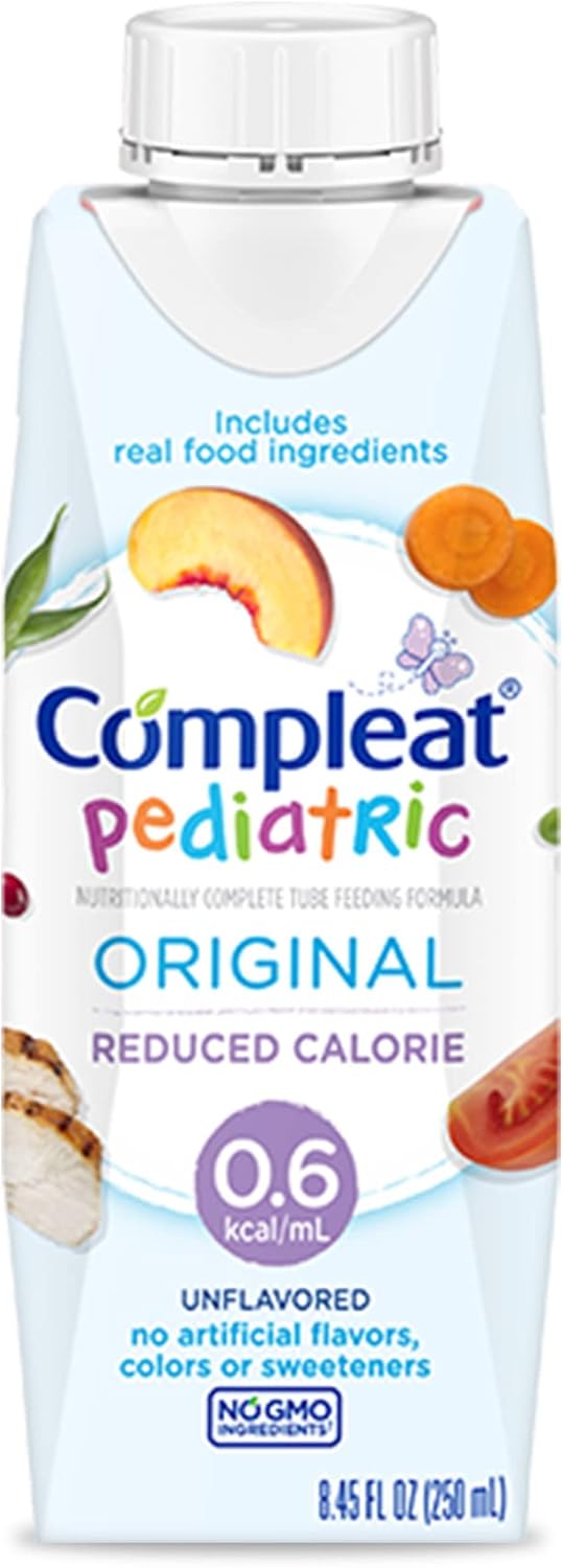 Compleat Pediatric 0.6mL, Reduced Calorie Nutritionally Complete Tube Feeding Formula, Unflavored, 24 Pack