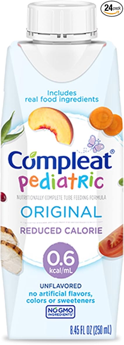 Compleat Pediatric 0.6mL, Reduced Calorie Nutritionally Complete Tube Feeding Formula, Unflavored, 24 Pack
