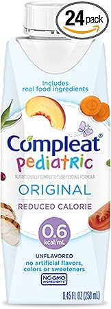 Compleat Pediatric 0.6mL, Reduced Calorie Nutritionally Complete Tube Feeding Formula, Unflavored, 24 Pack