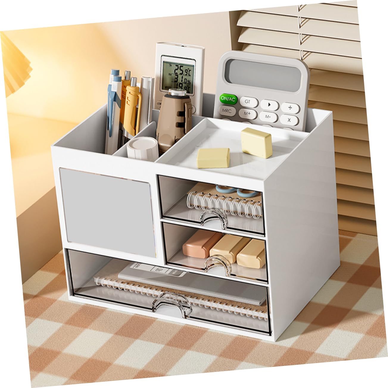 Artibetter Caja De Almacenamiento Organizador De Escritorio De Papelería Soporte De Almacenamiento Para Cosméticos Para Escritorio o Tocador