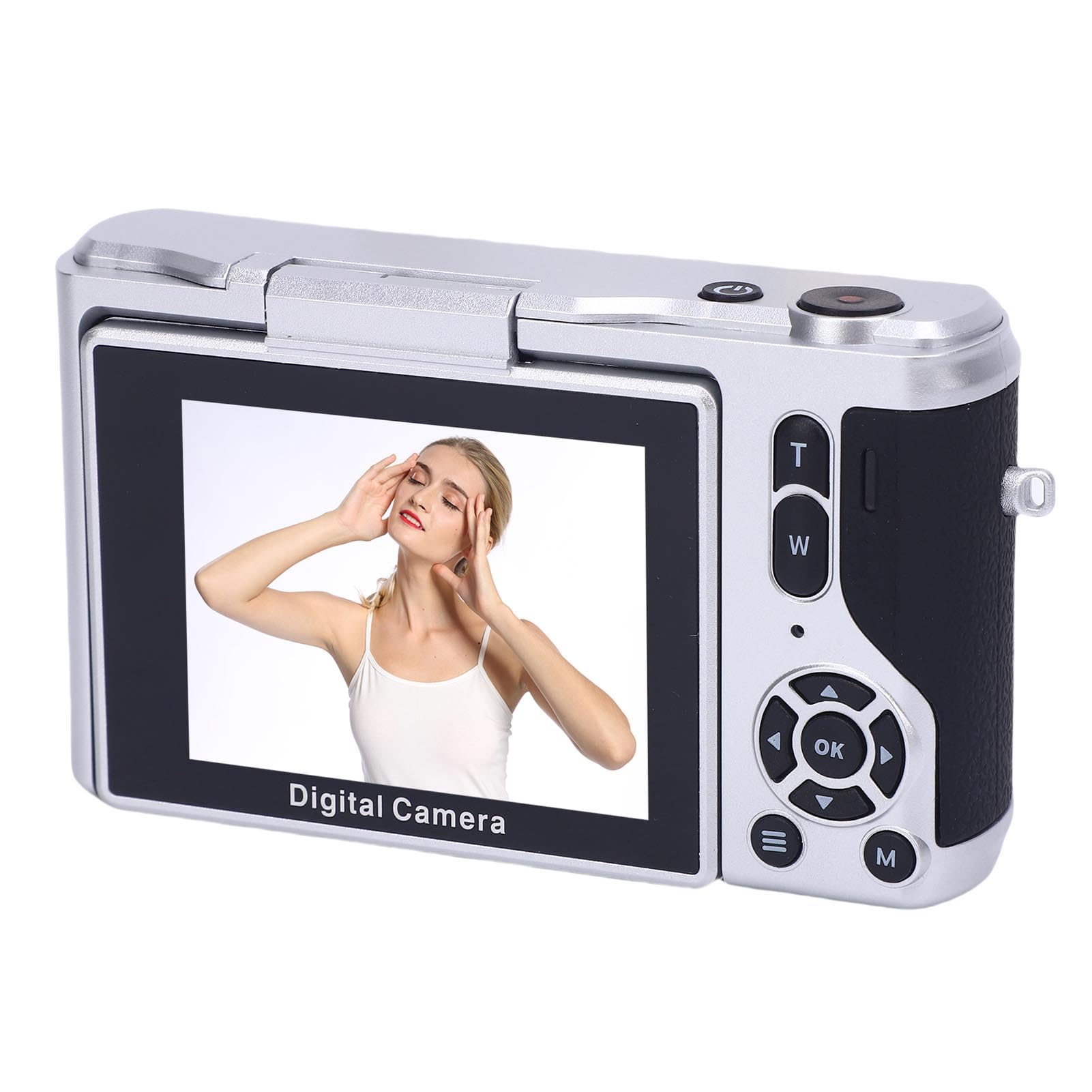 Camera Digitale 4K per Fotografia, Fotocamera Vlogging AutoFocus da 64 MP con Schermo a Flip a 180 ° da 2,8 '', Zoom Digitale 16x, Punto Compatto e Fotocamera di Tiro con (SILVER)