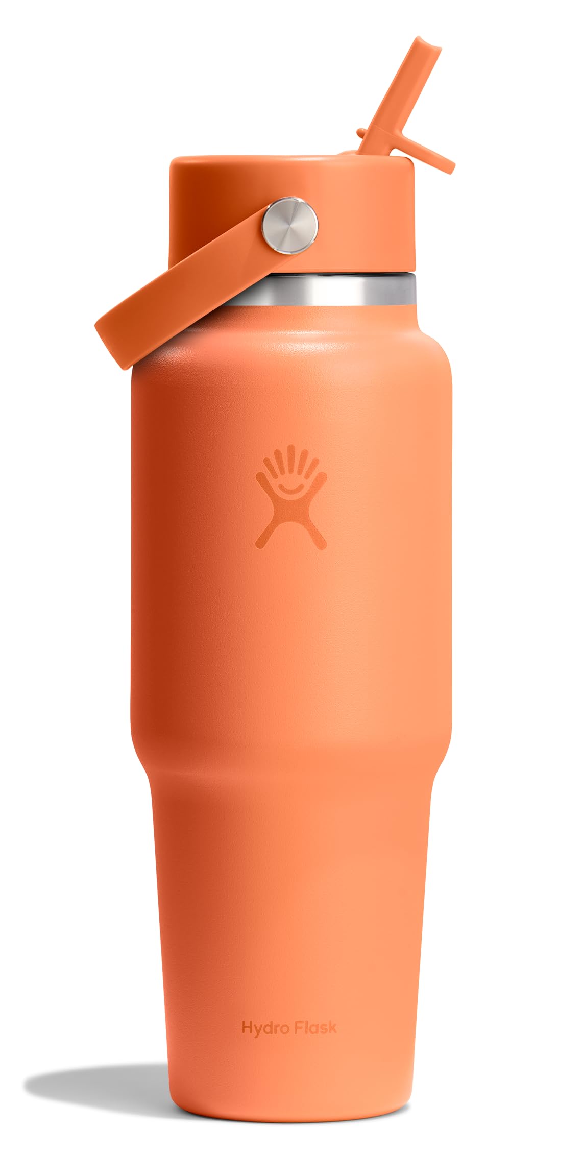 Travel Water Bottle - Insulated Stainless Steel - Wide Straw Lid, Non Spill, Leakproof in 32 Oz Nectar Orange