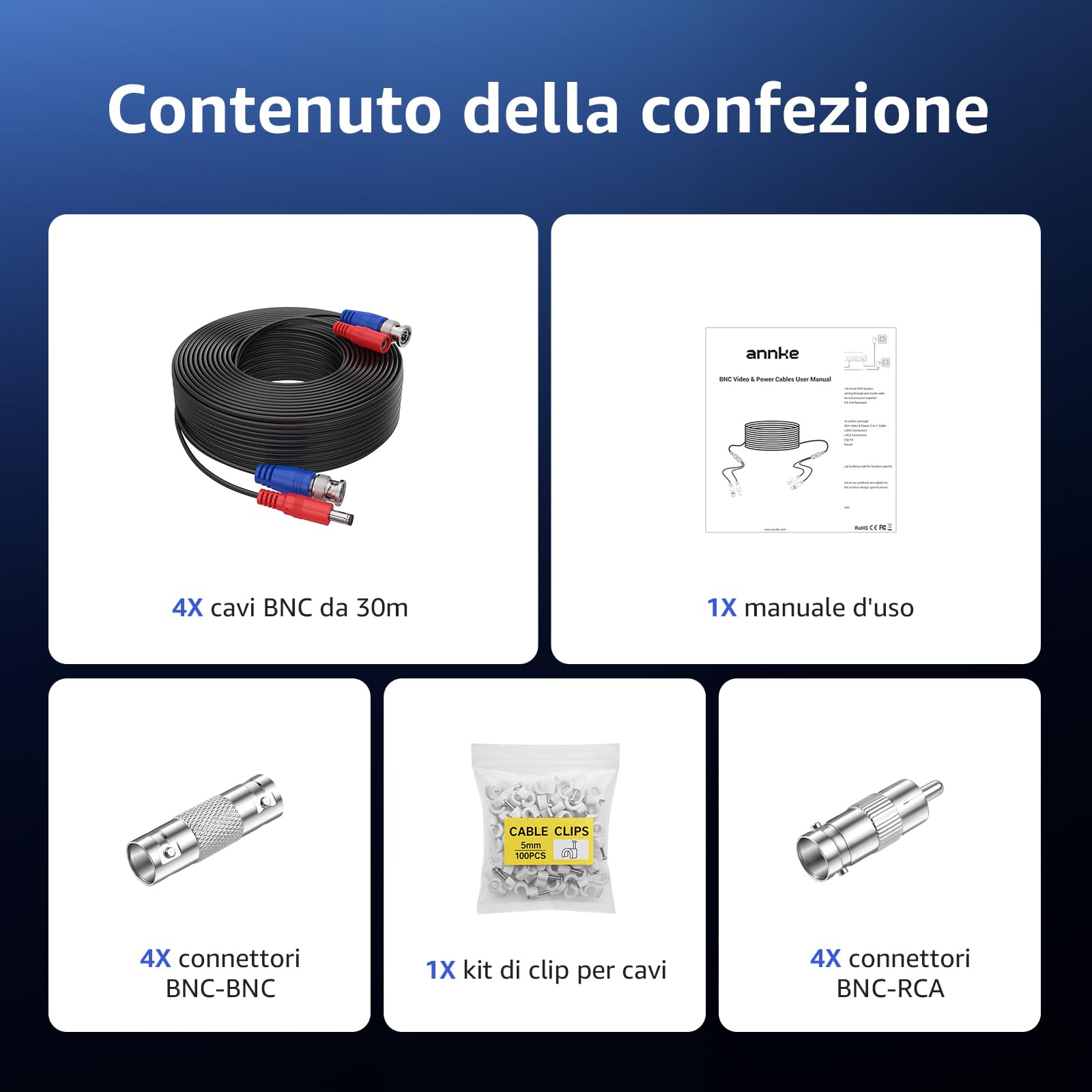 ANNKE Cavo di Alimentazione Video CC HD/AHD/TVI da 30 m/100 Piedi, Cavi di Estensione BNC per Telecamere di Sorveglianza per l'installazione del Sistema DVR di Sicurezza CCTV (nero)
