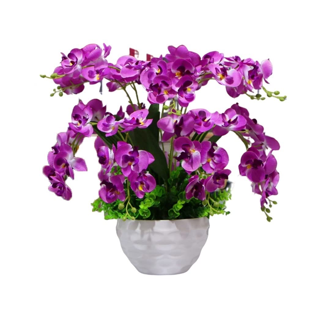 XDLEDMKIZ artificial flower 19.6" Artificial Orchid Phalaenopsis Flowers Arrangements Decorative Orchid Bonsai Fake Flowers Real Touch Orchid With Vase Décor Home decor w