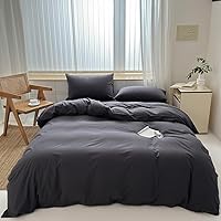 Vista 30 de FACE TWO FACE Juego de funda de edredón de 3 piezas, 100 % algodón lavado con textura parecida al lino transpirable duradero suave cómodo
