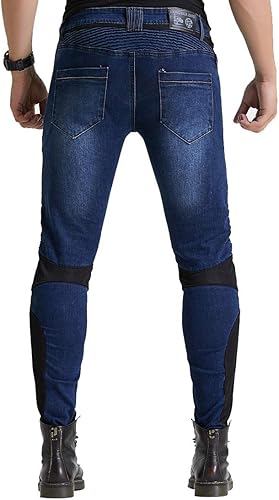 Miniatura 3 de Pantalones vaqueros de malla de verano para montar en motocicleta con armadura Motocross Racing Slim Stretch Pantalones, Azul