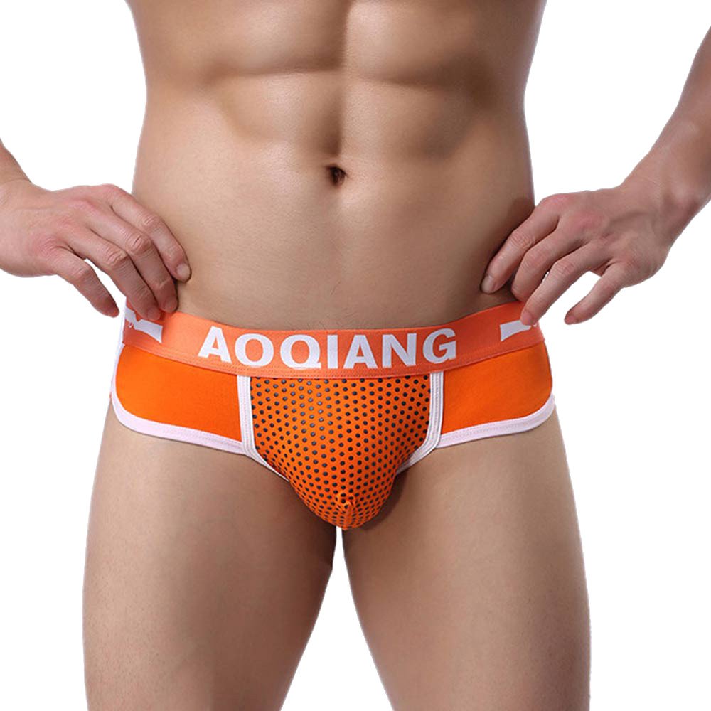 Generic Pouch Soft Briefs Underwear Bulge Mens Shorts Fashion Boxer Underpants Mens underwear Men Neon Underwear Orange XL
