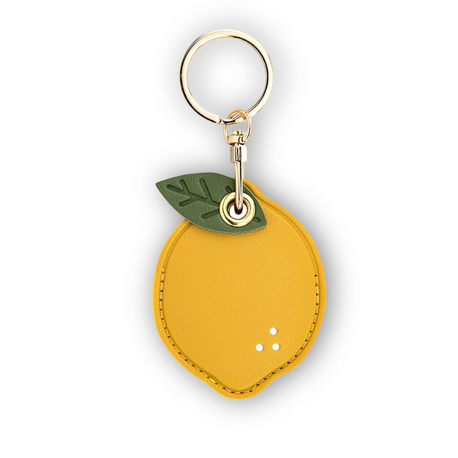 Leather Keychain Case Holder Compatible with Apple AirTag, GPS Airtag Keychain Finder Tracker with Key Ring, Anti-Scratch Protective Air Tag Cover for Keys, Wallet(Lemon)-image-49