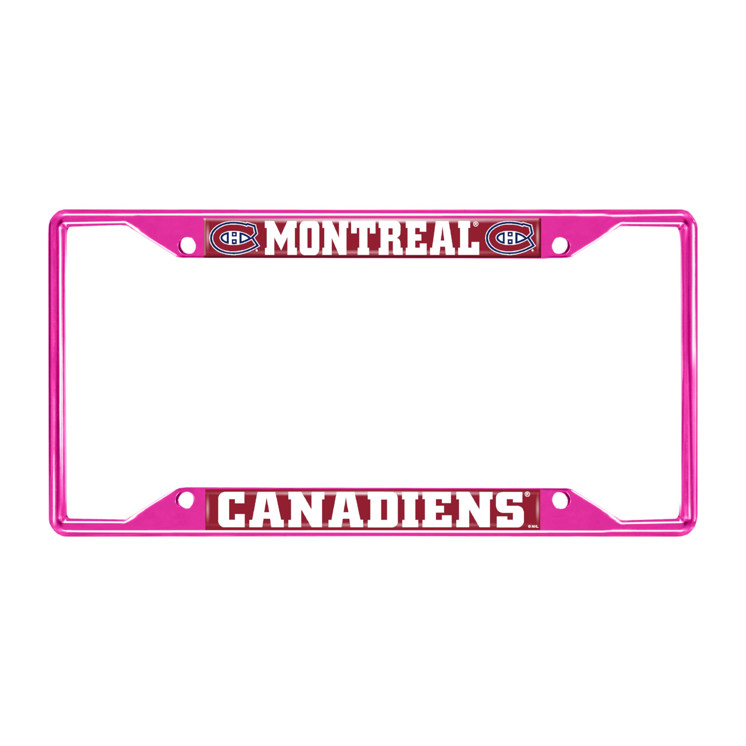FANMATS 43926 NHL - Montreal Canadiens License Plate Frame - Pink – Easy Installation on Truck, SUV, Car - Ideal Gift for Die Hard NHL Fan