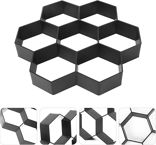Miniatura 8 de Vaguelly Molde de ladrillo hexagonal para baldosas de cemento de plástico, molde de pavimentación de cemento para bricolaje, pasarela, pavimento,