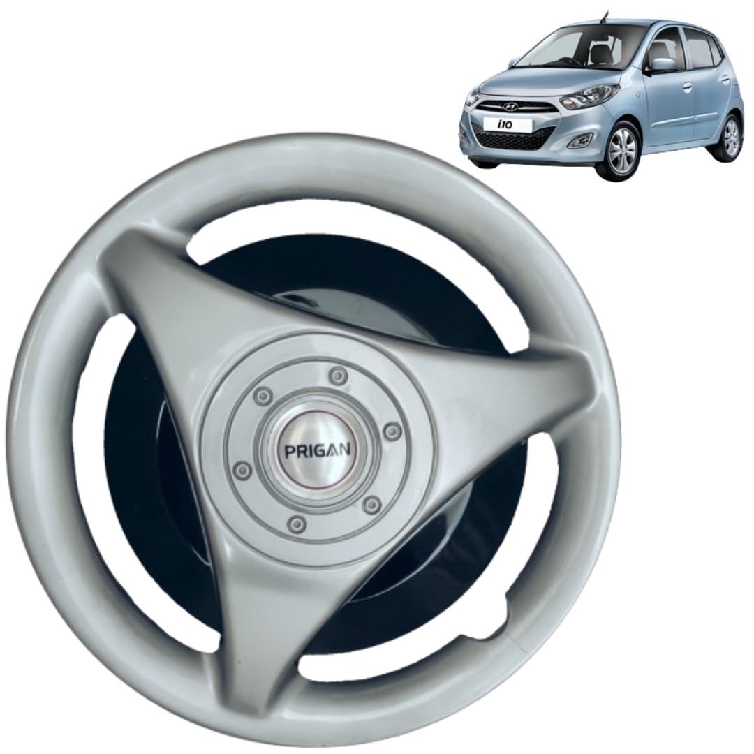 Prigan Wheel Cover for I10 Old 13 Inch Silver Black Wheel Cap (Available in 12,13,14,15 Inch) (Set of 4 Pcs) (Press Fitting) Model- ATR DCerse-13