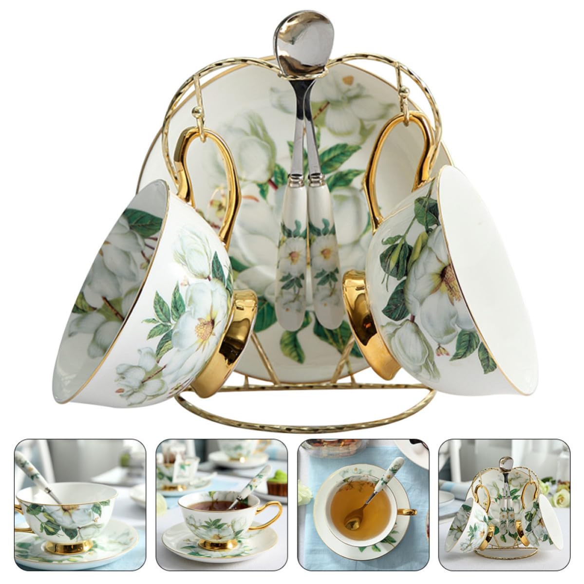 Tasse à Café en Céramique Dorée Style Européen pour Thé et Cappuccino
