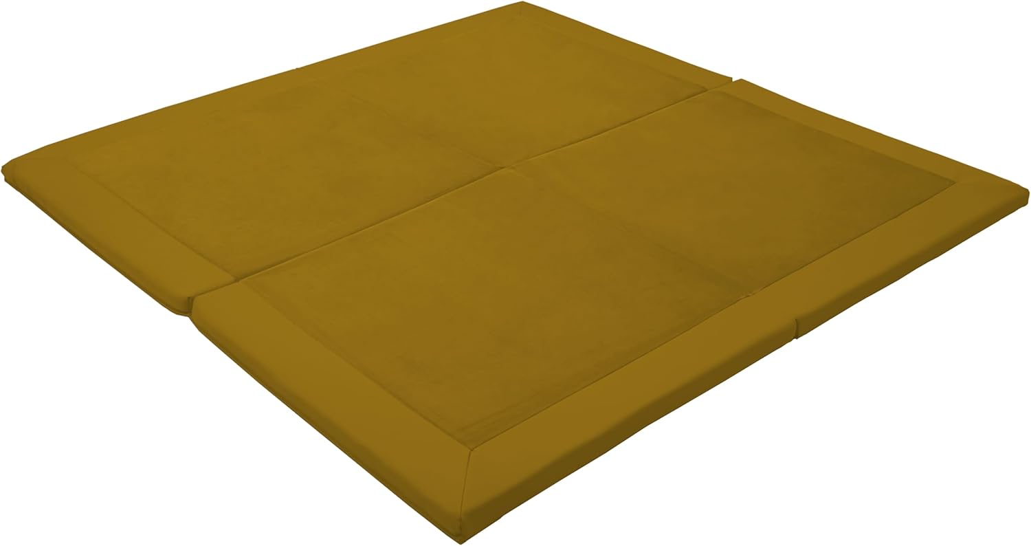 fdp softscape velvety and vinyl space saver 4-section folding activity mat for infants and toddlers, tummy time for babies, soft foam and colorful play in home, daycare or preschool - dijon