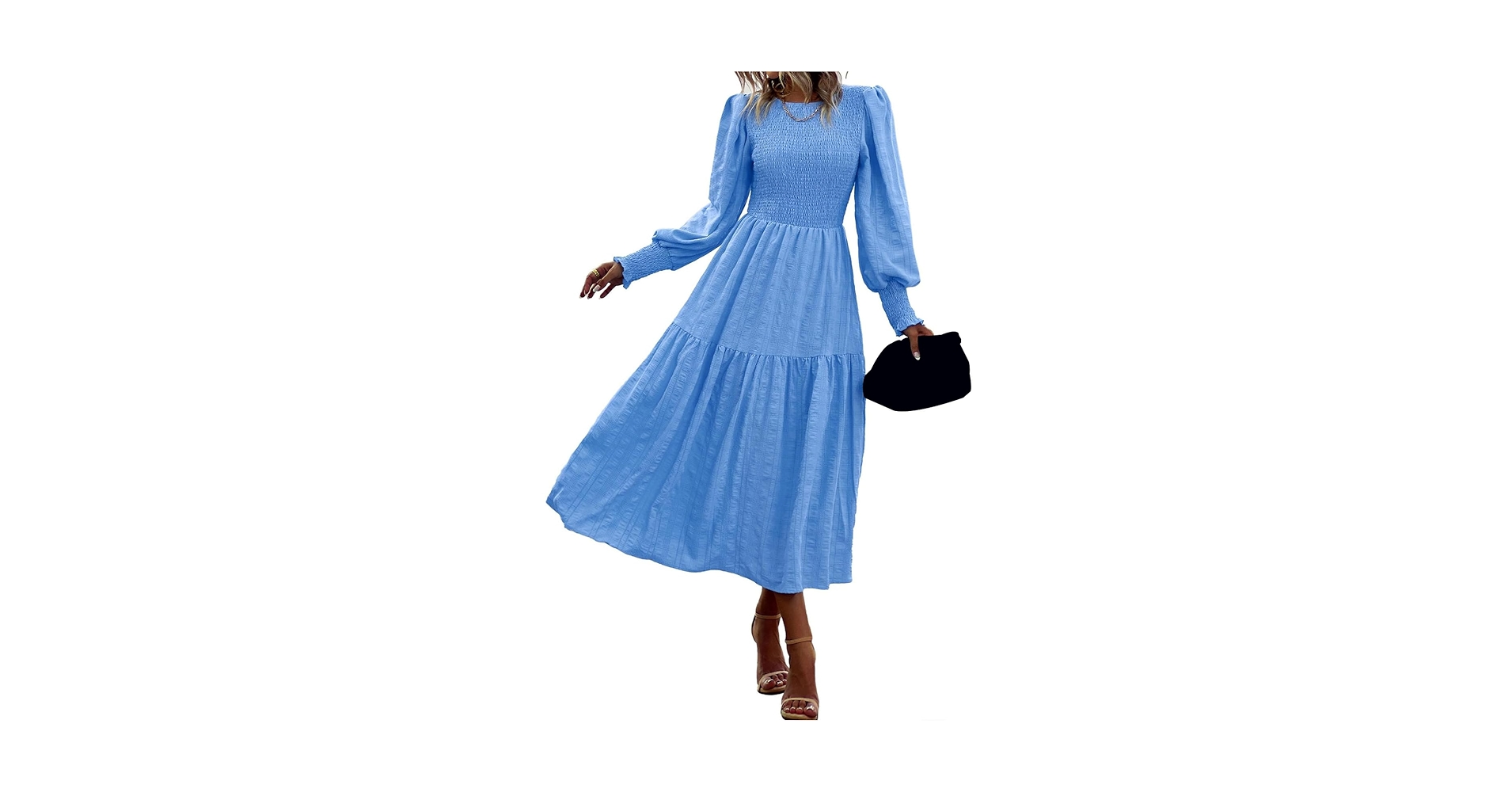 Amazon.com: QXQYGRZ Puff Long Sleeve Smocked Fall Maxi Dress