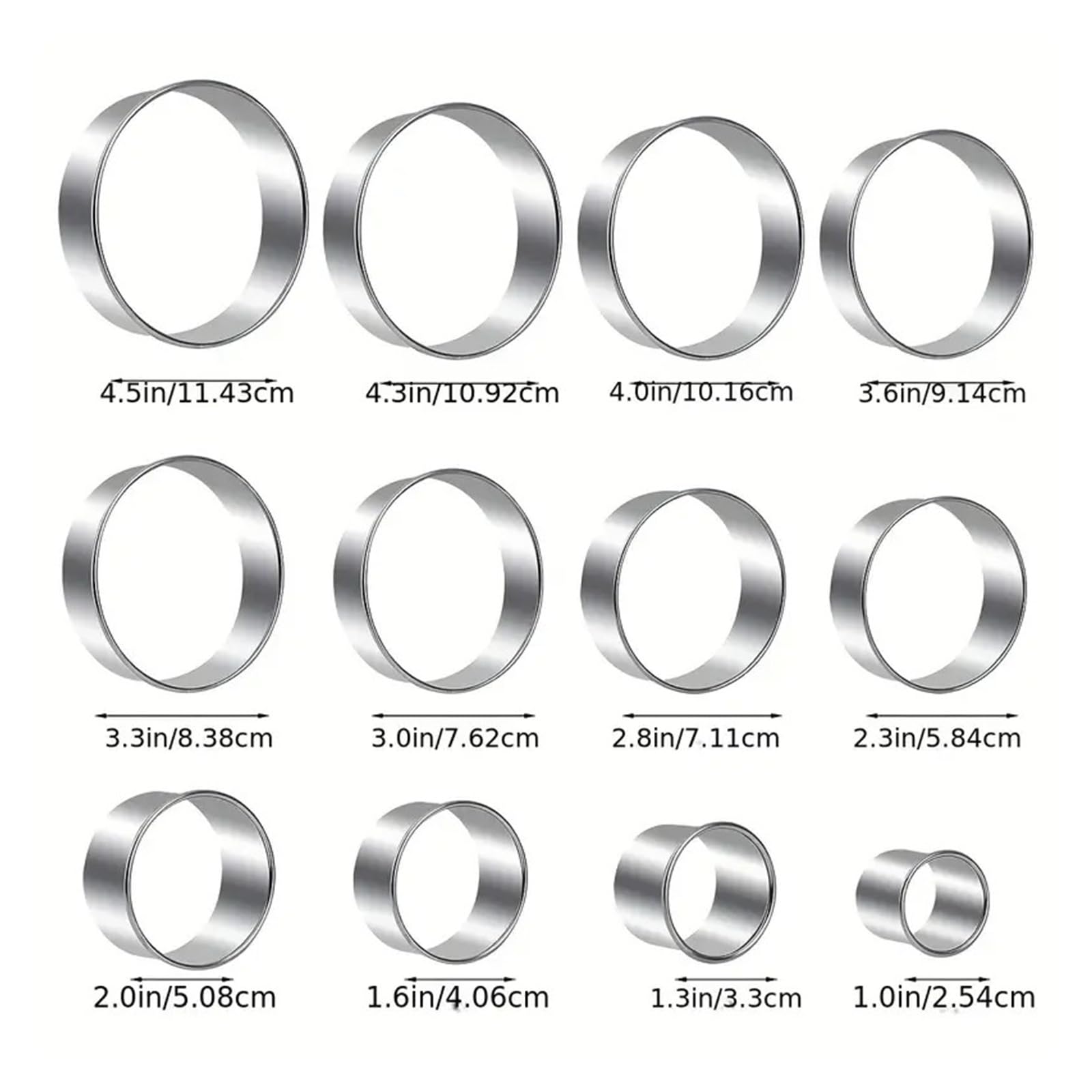 11/12PC Edelstahl Mousse Runde Cookie Keks Ausstecher DIY Knödel Cutter Professionelle Gebäck Backen Kreis Ring Formen set(8pcs)
