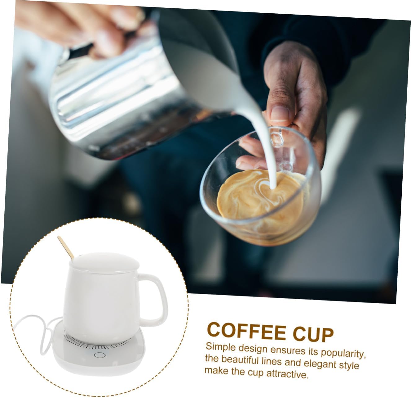 Electric USB Cup Warmer Pad 55℃ Thermostatic Milk and Coffee Mug Heating Pad Gravity Sensor for Home and Milk Heating, Beige