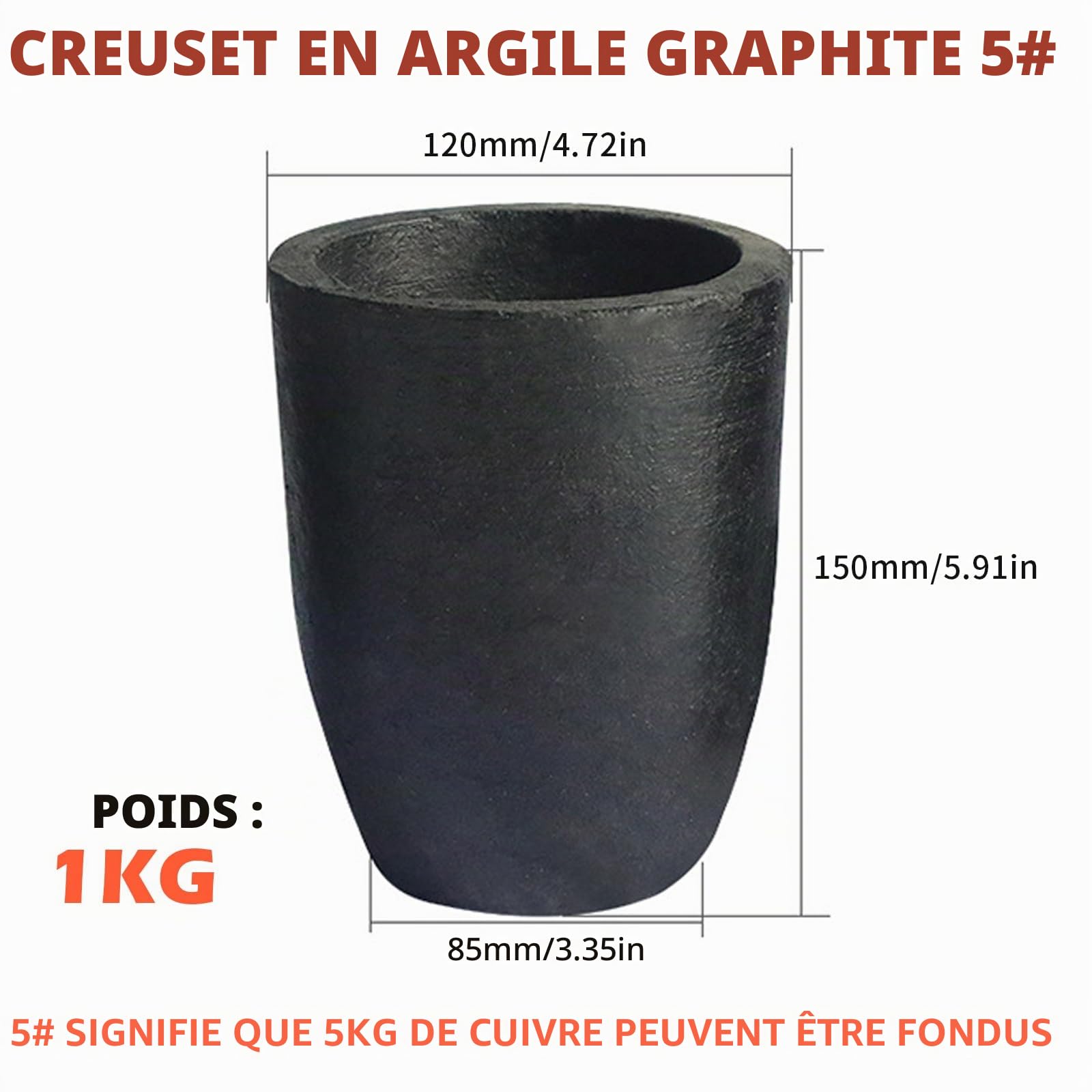 Creuset en graphite en carbure de silicium pour fonderie en carbure de silicium, creuset pour faire fondre le métal, fondre le coulage, finition or, argent, cuivre, laiton, aluminium