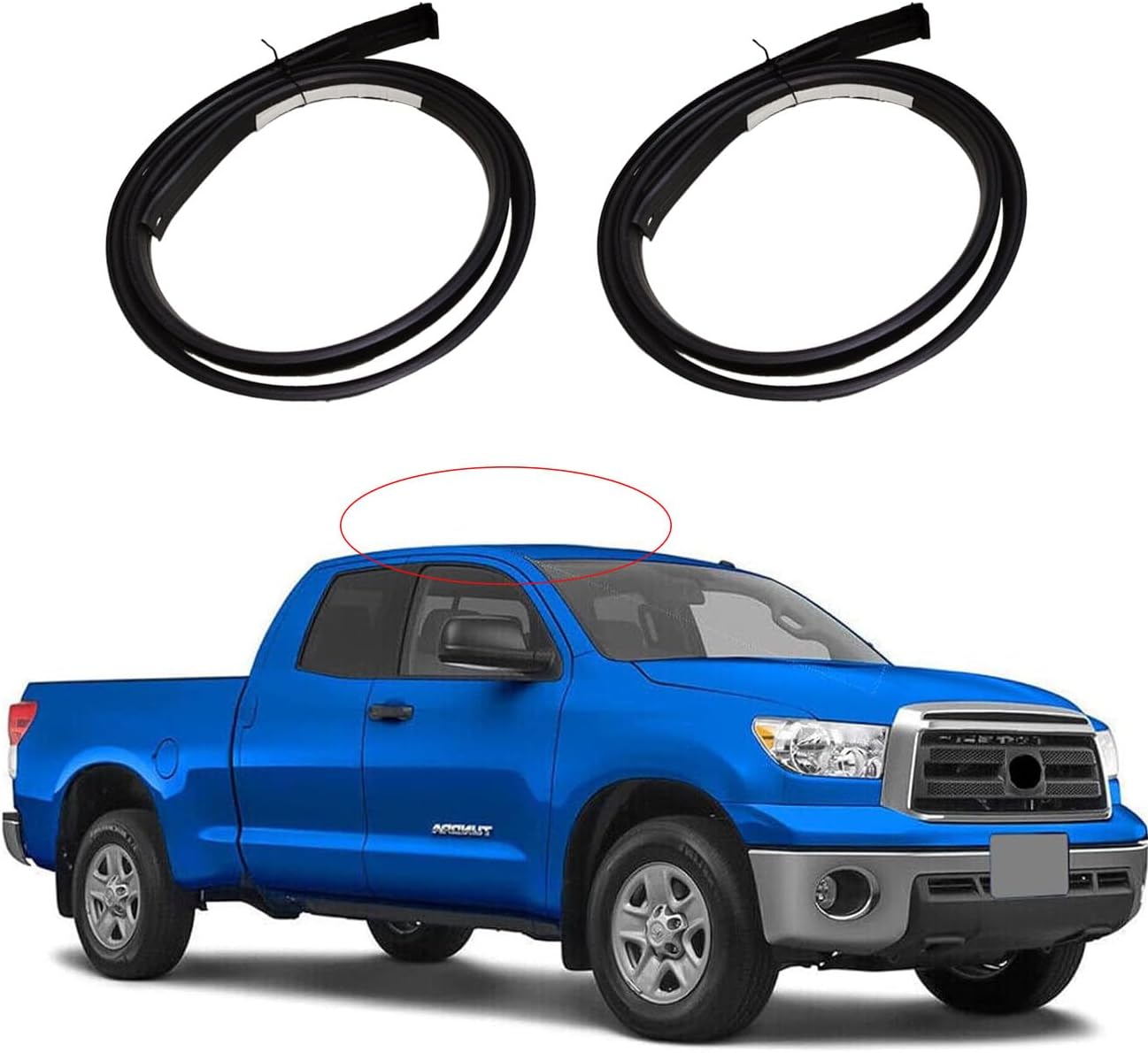2Pcs Roof Drip Molding Weatherstrip Compatible with 2007-2020 Toyota Tundra Double Cab Left & Right Side Roof Trim with Embedded Steel Wire Seals ，Replace 75551-0C050 75552-0C050(Not Fit Crewmax)