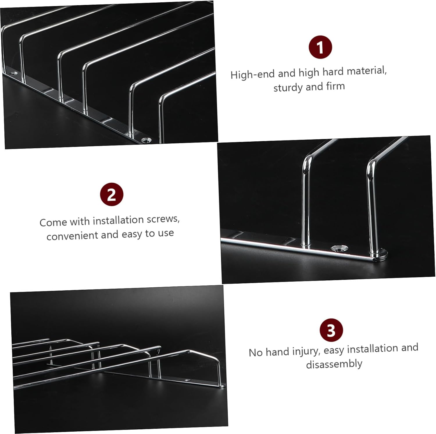 Ciieeo Wine Glass Holder Stainless Steel Stemware Rack 35cm Three-tier Hanging Glass Cup Rack under Cabinet Kitchen Storage Organizer for Home Bar