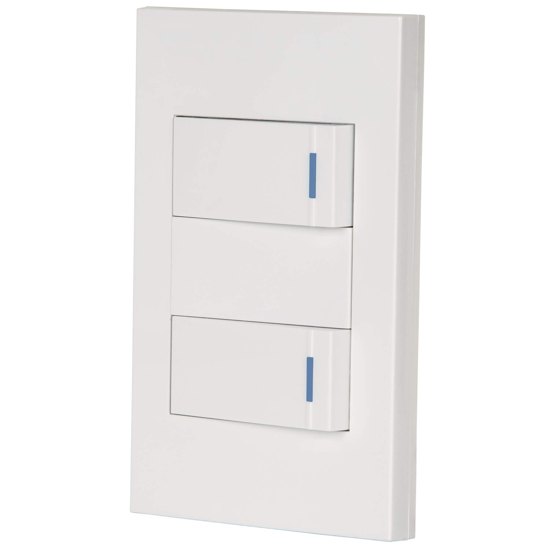 armed plate 2 switches (1 3way) 1 mod, Spanish, bco