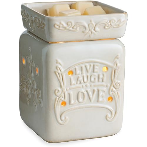 Candle Warmers ETC. Illumination Fragrance Warmer- Light-Up Warmer for Warming Scented Candle Wax Melts and Tarts or to Freshen Room, Live Laugh Love