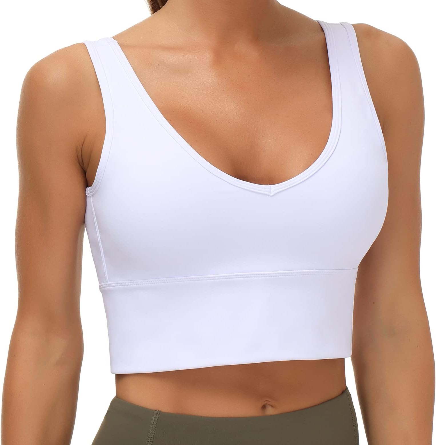 Dragon Fit Womens Longline Sports Bra Reversible Padded Yoga Bras Workout Crop Tank Tops for Gym Running Fitness