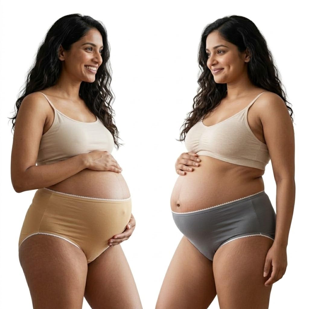 Women’s Maternity Panty High Waist Cotton | Soft Stretch Pregnancy Underwear | Breathable Comfortable Fit Pack of 2 (Multicolor)-image-22