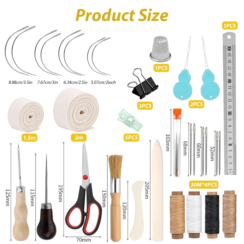 Piashow Kit de reliure de livres 41 pièces - Matériel de reliure en 3 parties - Outils de reliure de livres - Fil ciré - Outils de démarrage de reliure avec ruban de reliure - Alêne pour bricolage de