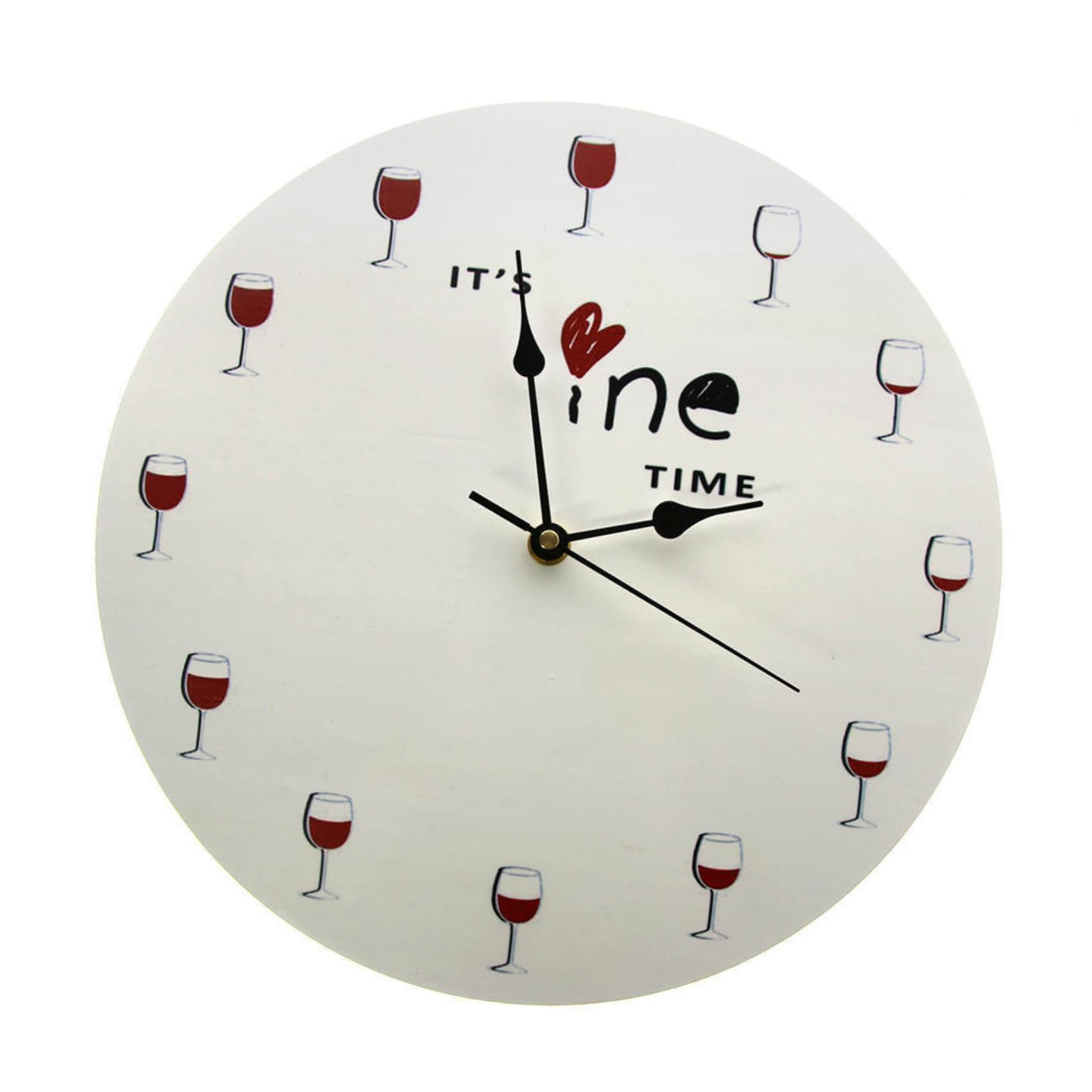 Horloge murale en acrylique silencieuse de 30 cm motif verre de vin pour maison et bureau