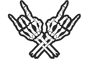 VulgrCo Skeleton Hands Rock On Horns Sign Black White Funny Sticker